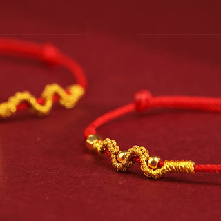 Buddha Gift 999 Gold Year of the Snake Handmade Luck Strength Braided Bracelet Anklet