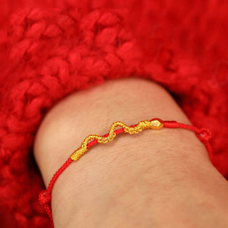 Buddha Gift 999 Gold Year of the Snake Handmade Luck Strength Braided Bracelet Anklet
