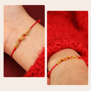 Buddha Gift 999 Gold Year of the Snake Handmade Luck Strength Braided Bracelet Anklet