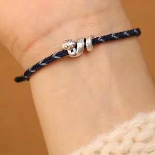 Buddha Gift 999 Sterling Silver Year of the Snake Handmade Copper Coin Protection Braided Bracelet