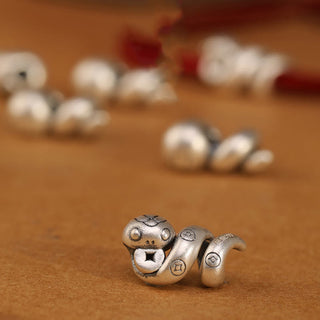 Buddha Gift 999 Sterling Silver Year of the Snake Handmade Copper Coin Protection Braided Bracelet