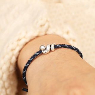 Buddha Gift 999 Sterling Silver Year of the Snake Handmade Copper Coin Protection Braided Bracelet