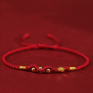 Buddha Gift 999 Gold Year of the Snake Mini Gold Bead Handmade Luck Protection Braided Bracelet