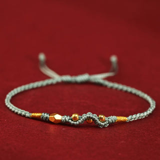 Buddha Gift 999 Gold Year of the Snake Mini Gold Bead Handmade Luck Protection Braided Bracelet