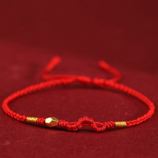 Buddha Gift 999 Gold Year of the Snake Mini Gold Bead Handmade Luck Protection Braided Bracelet