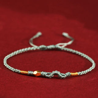 Buddha Gift 999 Gold Year of the Snake Mini Gold Bead Handmade Luck Protection Braided Bracelet