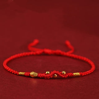 Buddha Gift 999 Gold Year of the Snake Mini Gold Bead Handmade Luck Protection Braided Bracelet