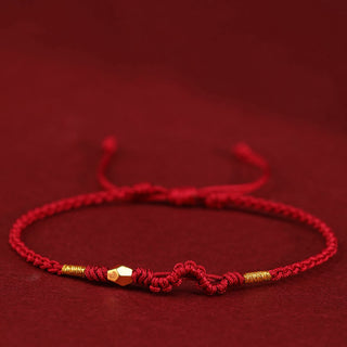 Buddha Gift 999 Gold Year of the Snake Mini Gold Bead Handmade Luck Protection Braided Bracelet