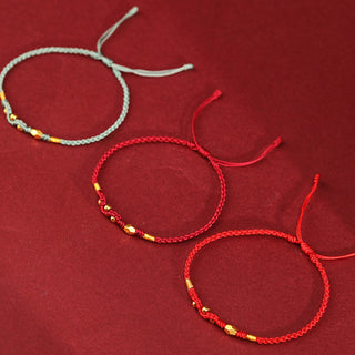 Buddha Gift 999 Gold Year of the Snake Mini Gold Bead Handmade Luck Protection Braided Bracelet