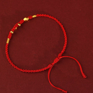 Buddha Gift 999 Gold Year of the Snake Mini Gold Bead Handmade Luck Protection Braided Bracelet