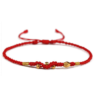 Buddha Gift 999 Gold Year of the Snake Mini Gold Bead Handmade Luck Protection Braided Bracelet