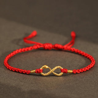 Buddha Gift 999 Gold Year of the Snake Eternal Endless Knot Infinity Handmade Luck Bracelet