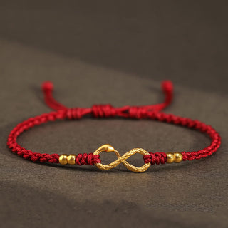 Buddha Gift 999 Gold Year of the Snake Eternal Endless Knot Infinity Handmade Luck Bracelet