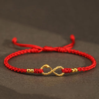 Buddha Gift 999 Gold Year of the Snake Eternal Endless Knot Infinity Handmade Luck Bracelet