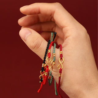 Buddha Gift 999 Gold Year of the Snake Eternal Endless Knot Infinity Handmade Luck Bracelet