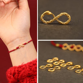 Buddha Gift 999 Gold Year of the Snake Eternal Endless Knot Infinity Handmade Luck Bracelet