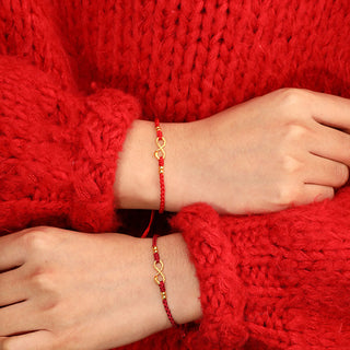 Buddha Gift 999 Gold Year of the Snake Eternal Endless Knot Infinity Handmade Luck Bracelet