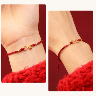 Buddha Gift 999 Gold Year of the Snake Eternal Endless Knot Infinity Handmade Luck Bracelet