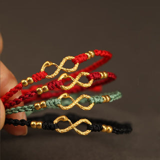 Buddha Gift 999 Gold Year of the Snake Eternal Endless Knot Infinity Handmade Luck Bracelet