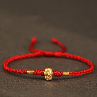 Buddha Gift 999 Gold Year of the Snake Handmade Fu Character Copper Coin Fortune Bracelet
