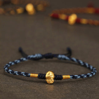 Buddha Gift 999 Gold Year of the Snake Handmade Fu Character Copper Coin Fortune Bracelet