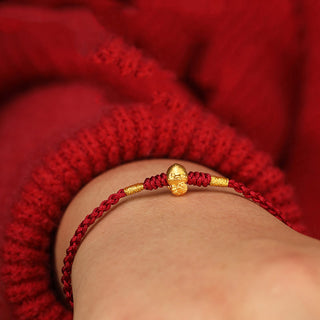 Buddha Gift 999 Gold Year of the Snake Handmade Fu Character Copper Coin Fortune Bracelet