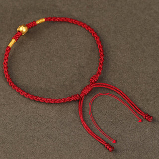 Buddha Gift 999 Gold Year of the Snake Handmade Fu Character Copper Coin Fortune Bracelet