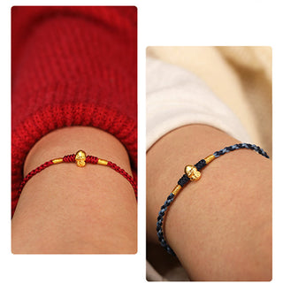 Buddha Gift 999 Gold Year of the Snake Handmade Fu Character Copper Coin Fortune Bracelet