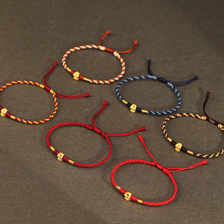 Buddha Gift 999 Gold Year of the Snake Handmade Fu Character Copper Coin Fortune Bracelet