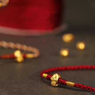 Buddha Gift 999 Gold Year of the Snake Handmade Fu Character Copper Coin Fortune Bracelet