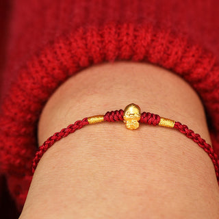 Buddha Gift 999 Gold Year of the Snake Handmade Fu Character Copper Coin Fortune Bracelet