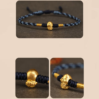 Buddha Gift 999 Gold Year of the Snake Handmade Fu Character Copper Coin Fortune Bracelet