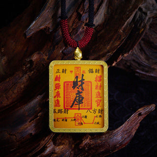 Buddha Gift Tibetan Zakiram Nine Tailed Fox Yellow God of Wealth Painted Thangka Hope Necklace Pendant