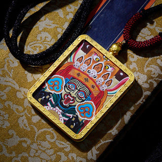 Buddha Gift Tibetan Zakiram Nine Tailed Fox Yellow God of Wealth Painted Thangka Hope Necklace Pendant