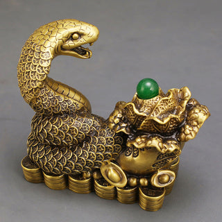 Buddha Gift Year Of The Snake Copper Coins Ingots Cabbage Brass Statue Home Decoration