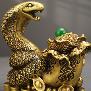 Buddha Gift Year Of The Snake Copper Coins Ingots Cabbage Brass Statue Home Decoration