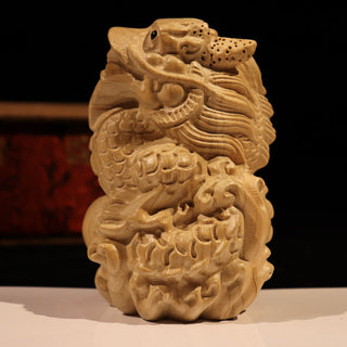 Buddha Gift Year Of The Snake Chinese Zodiac Fu Character Peach Wood Home Statue Decoration