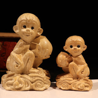 Buddha Gift Year Of The Snake Chinese Zodiac Fu Character Peach Wood Home Statue Decoration