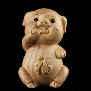Buddha Gift Year Of The Snake Chinese Zodiac Fu Character Peach Wood Home Statue Decoration