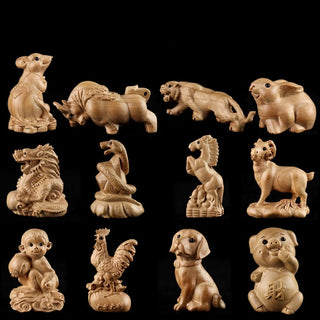Buddha Gift Year Of The Snake Chinese Zodiac Fu Character Peach Wood Home Statue Decoration