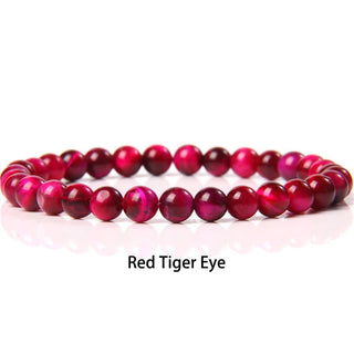 Buddha Gift 6mm Various Stone Crystal Black Glitter Stone Red Tiger Eye Beads Protection Bracelet