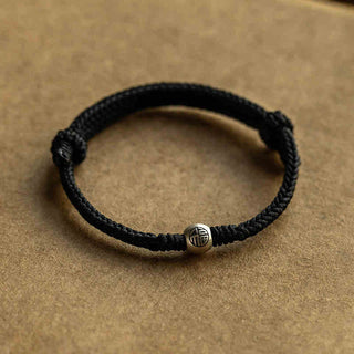 Buddha Gift Handmade String 925 Sterling Silver Fu Bead Braided Fortune Bracelet