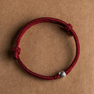 Buddha Gift Handmade String 925 Sterling Silver Fu Bead Braided Fortune Bracelet