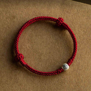 Buddha Gift Handmade String 925 Sterling Silver Fu Bead Braided Fortune Bracelet