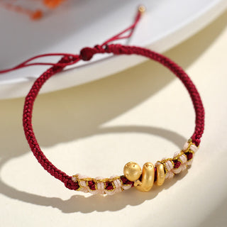 Buddha Gift Handmade 999 Sterling Silver Year Of The Snake Red String Heart Peach Blossom Luck Bracelet