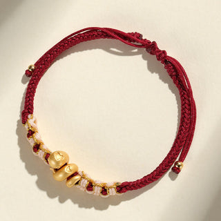 Buddha Gift Handmade 999 Sterling Silver Year Of The Snake Red String Heart Peach Blossom Luck Bracelet