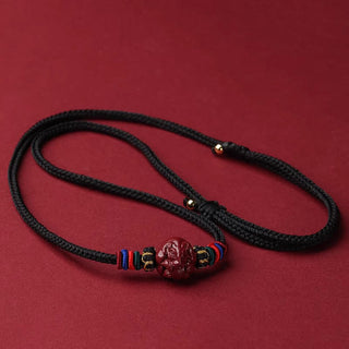 Buddha Gift Cinnabar Chinese Zodiac Black String Blessing Necklace Pendants