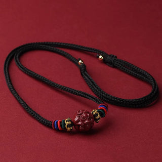 Buddha Gift Cinnabar Chinese Zodiac Black String Blessing Necklace Pendants