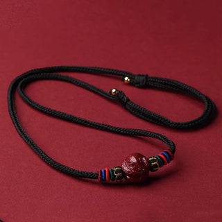 Buddha Gift Cinnabar Chinese Zodiac Black String Blessing Necklace Pendants