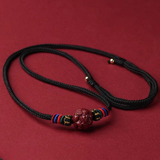 Buddha Gift Cinnabar Chinese Zodiac Black String Blessing Necklace Pendants